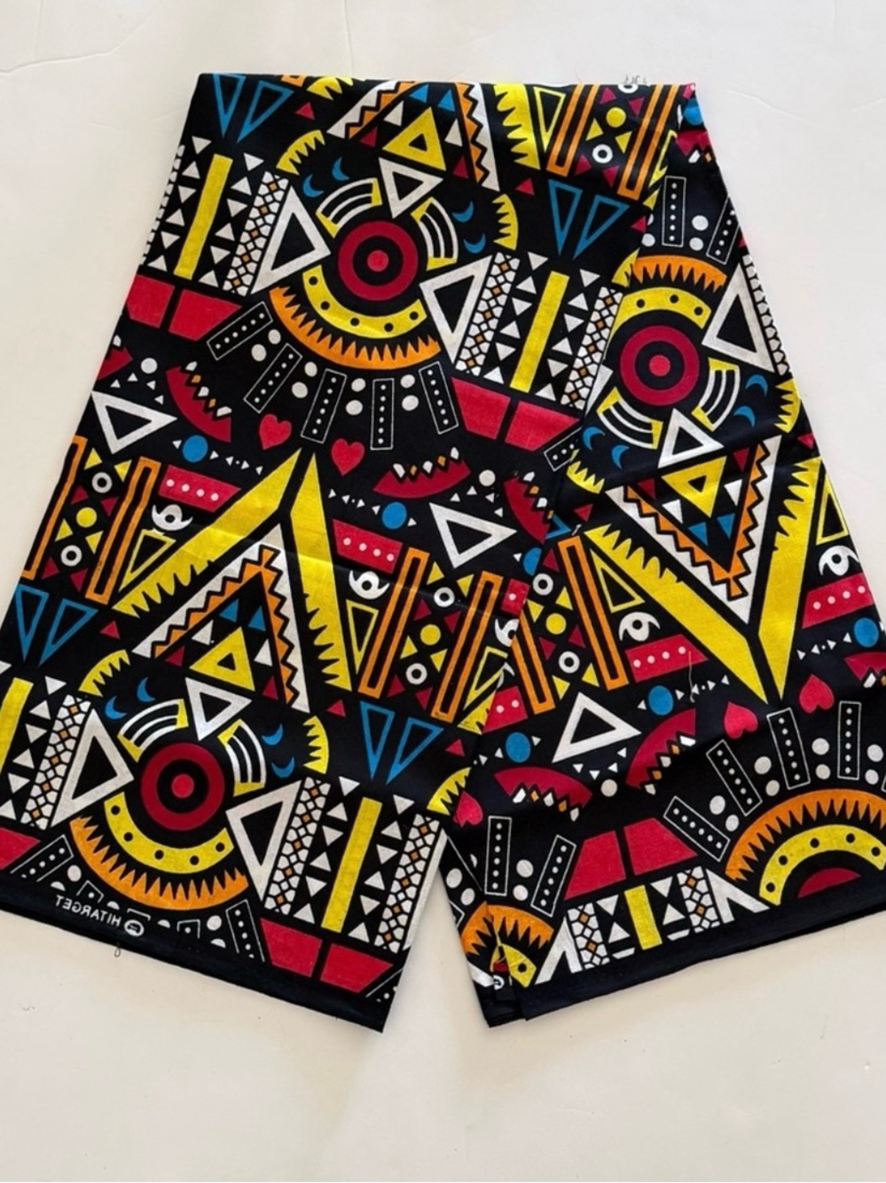 Black,Yellow, Red, and  Blue Geometric Print Multicolor Cotton Print Fabric